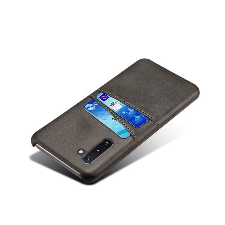 For Samsung Galaxy Note10 Calf Texture PC + PU Leather Back Cover Shockproof Case with Dual Card Slots