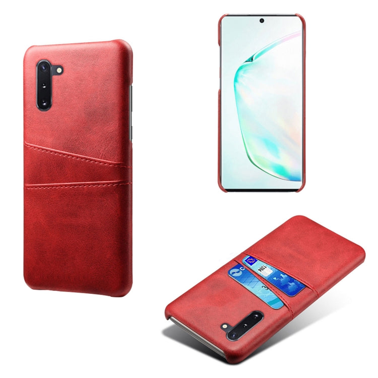 For Samsung Galaxy Note10 Calf Texture PC + PU Leather Back Cover Shockproof Case with Dual Card Slots