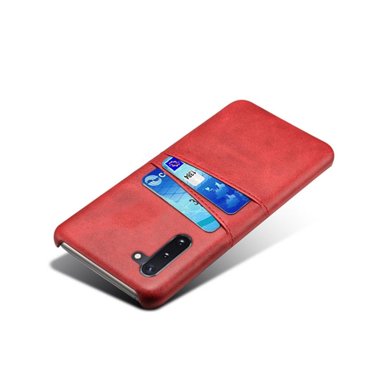 For Samsung Galaxy Note10 Calf Texture PC + PU Leather Back Cover Shockproof Case with Dual Card Slots