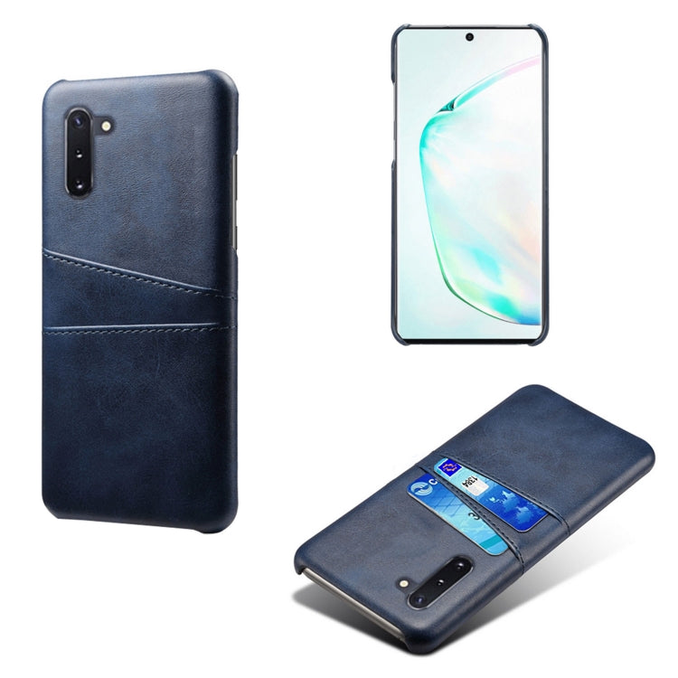 For Samsung Galaxy Note10 Calf Texture PC + PU Leather Back Cover Shockproof Case with Dual Card Slots