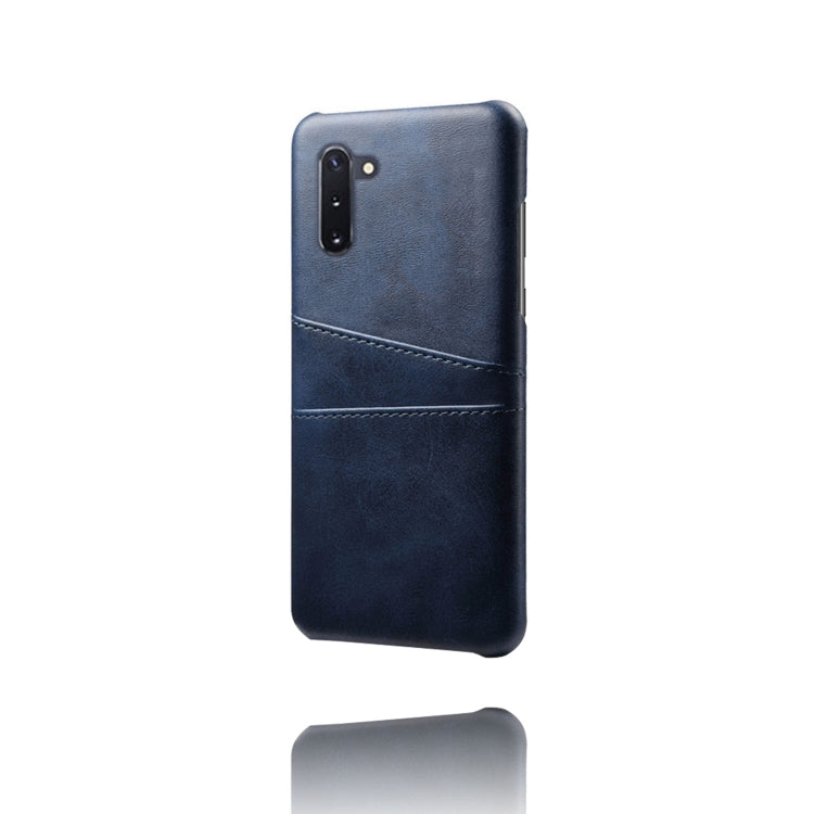 For Samsung Galaxy Note10 Calf Texture PC + PU Leather Back Cover Shockproof Case with Dual Card Slots