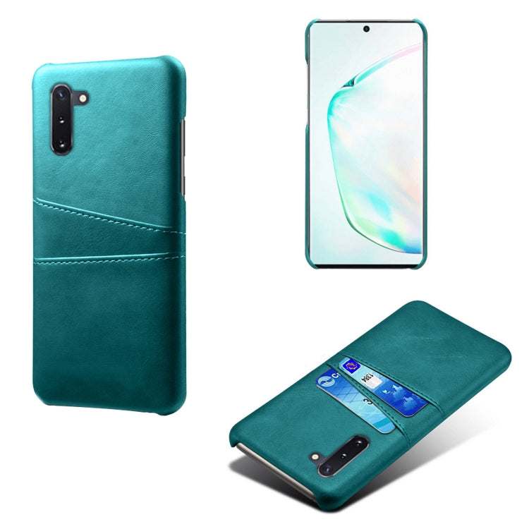 For Samsung Galaxy Note10 Calf Texture PC + PU Leather Back Cover Shockproof Case with Dual Card Slots
