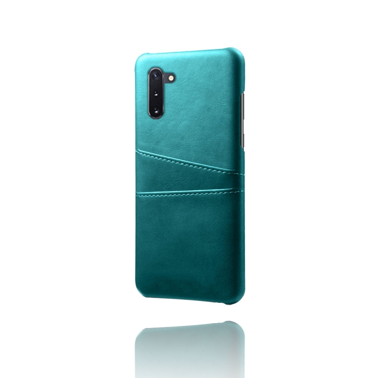 For Samsung Galaxy Note10 Calf Texture PC + PU Leather Back Cover Shockproof Case with Dual Card Slots