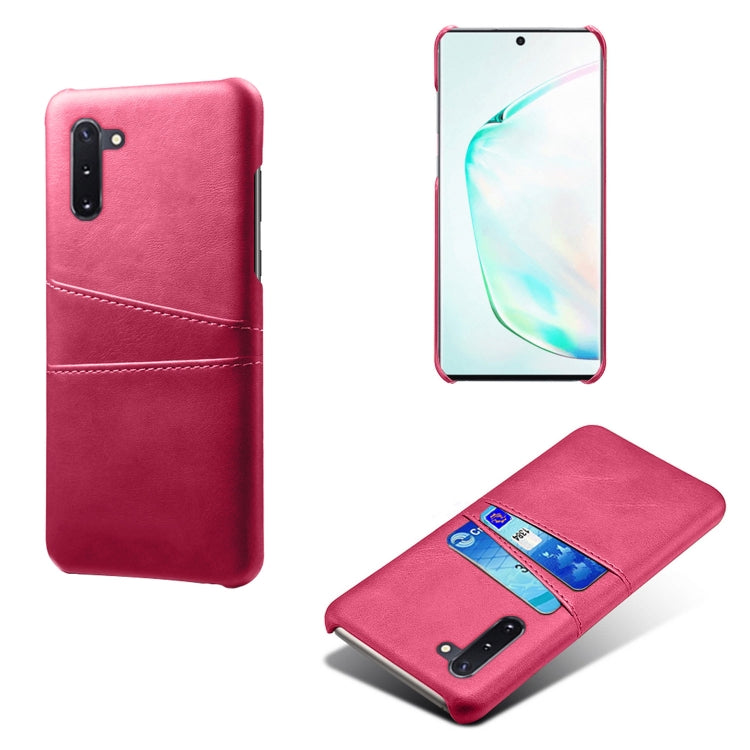 For Samsung Galaxy Note10 Calf Texture PC + PU Leather Back Cover Shockproof Case with Dual Card Slots
