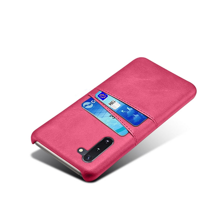 For Samsung Galaxy Note10 Calf Texture PC + PU Leather Back Cover Shockproof Case with Dual Card Slots