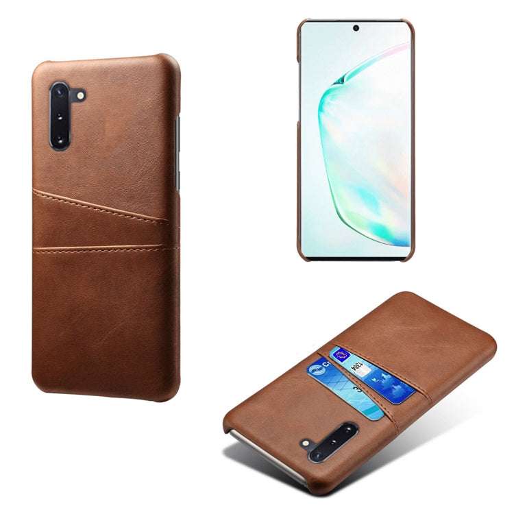 For Samsung Galaxy Note10 Calf Texture PC + PU Leather Back Cover Shockproof Case with Dual Card Slots