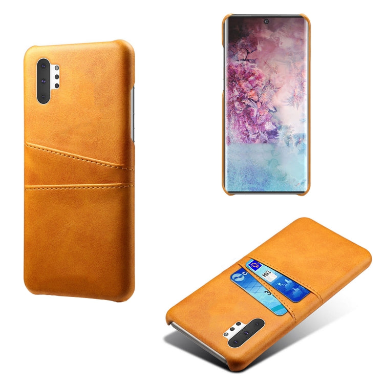 For Samsung Galaxy Note10+ Calf Texture PC + PU Leather Back Cover Shockproof Case with Dual Card Slots