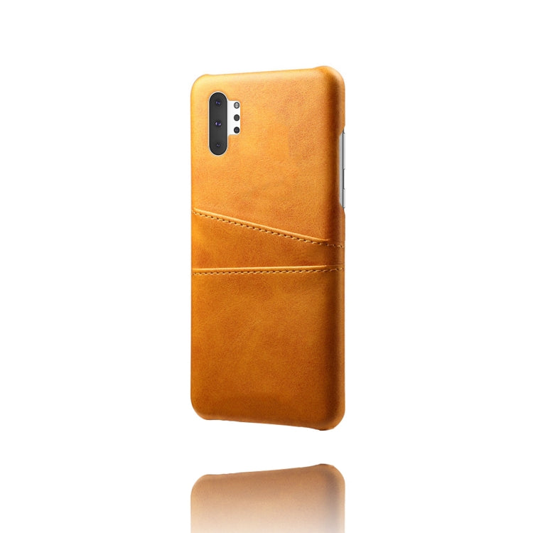 For Samsung Galaxy Note10+ Calf Texture PC + PU Leather Back Cover Shockproof Case with Dual Card Slots