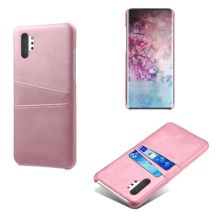 For Samsung Galaxy Note10+ Calf Texture PC + PU Leather Back Cover Shockproof Case with Dual Card Slots