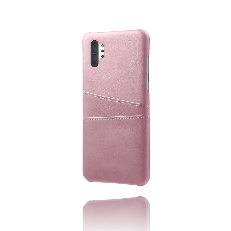 For Samsung Galaxy Note10+ Calf Texture PC + PU Leather Back Cover Shockproof Case with Dual Card Slots