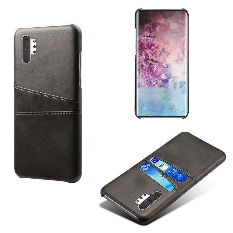 For Samsung Galaxy Note10+ Calf Texture PC + PU Leather Back Cover Shockproof Case with Dual Card Slots