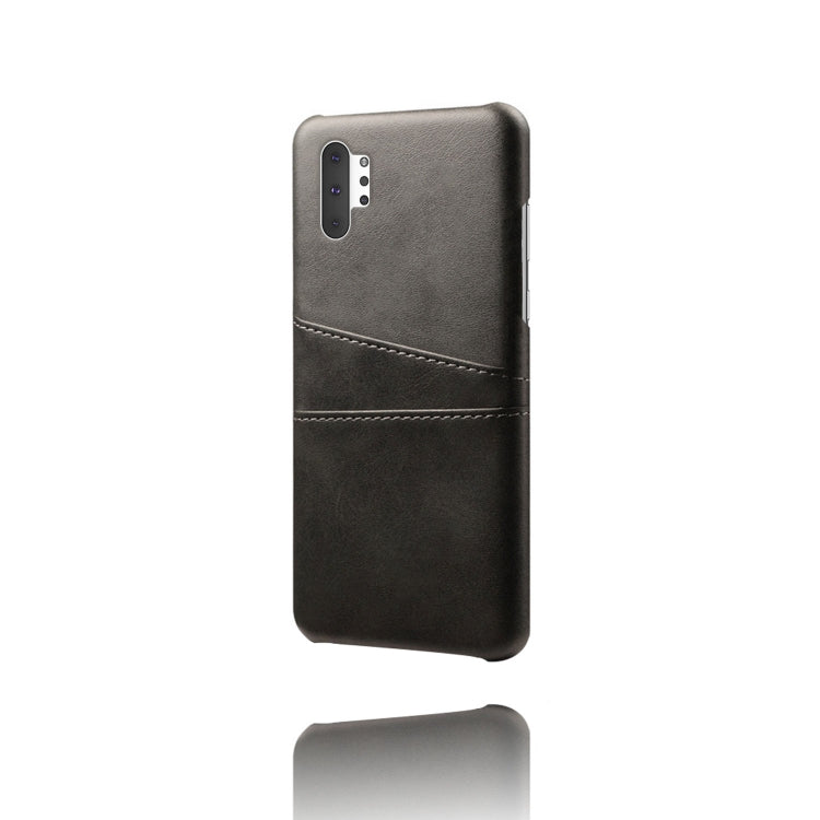 For Samsung Galaxy Note10+ Calf Texture PC + PU Leather Back Cover Shockproof Case with Dual Card Slots
