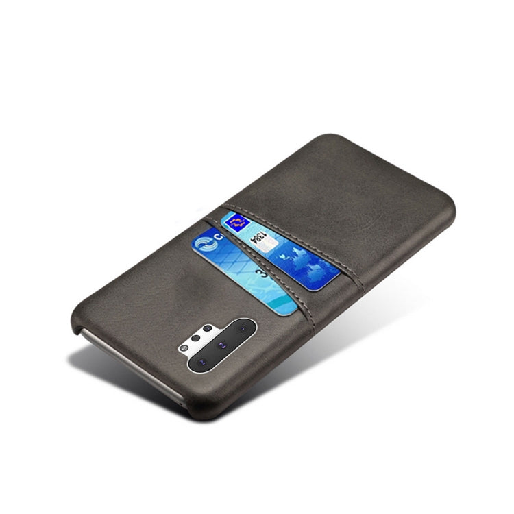 For Samsung Galaxy Note10+ Calf Texture PC + PU Leather Back Cover Shockproof Case with Dual Card Slots
