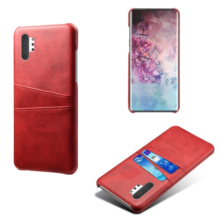 For Samsung Galaxy Note10+ Calf Texture PC + PU Leather Back Cover Shockproof Case with Dual Card Slots