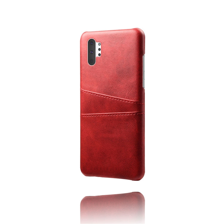 For Samsung Galaxy Note10+ Calf Texture PC + PU Leather Back Cover Shockproof Case with Dual Card Slots