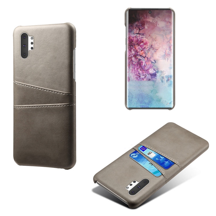 For Samsung Galaxy Note10+ Calf Texture PC + PU Leather Back Cover Shockproof Case with Dual Card Slots