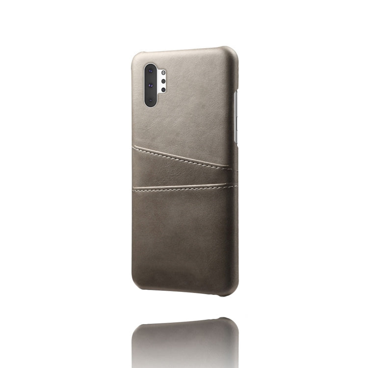 For Samsung Galaxy Note10+ Calf Texture PC + PU Leather Back Cover Shockproof Case with Dual Card Slots
