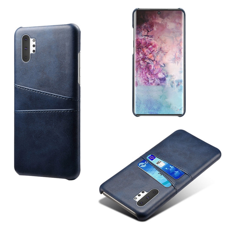 For Samsung Galaxy Note10+ Calf Texture PC + PU Leather Back Cover Shockproof Case with Dual Card Slots