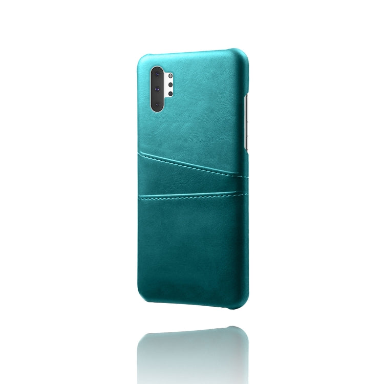 For Samsung Galaxy Note10+ Calf Texture PC + PU Leather Back Cover Shockproof Case with Dual Card Slots