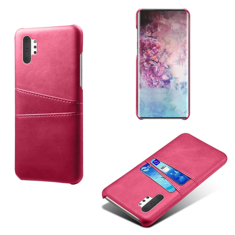 For Samsung Galaxy Note10+ Calf Texture PC + PU Leather Back Cover Shockproof Case with Dual Card Slots