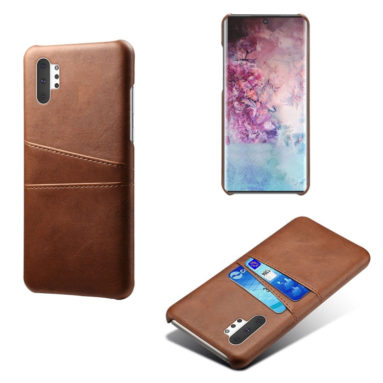 For Samsung Galaxy Note10+ Calf Texture PC + PU Leather Back Cover Shockproof Case with Dual Card Slots