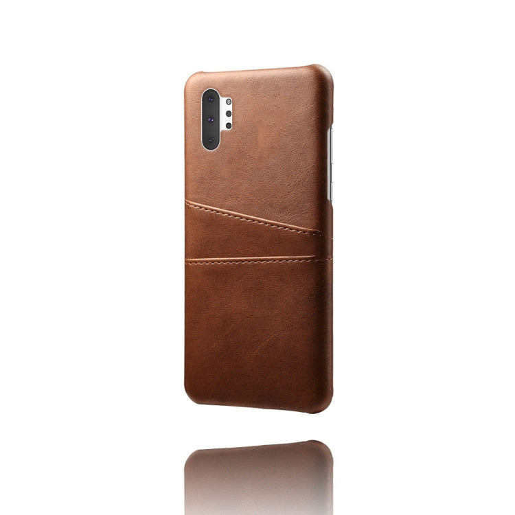 For Samsung Galaxy Note10+ Calf Texture PC + PU Leather Back Cover Shockproof Case with Dual Card Slots