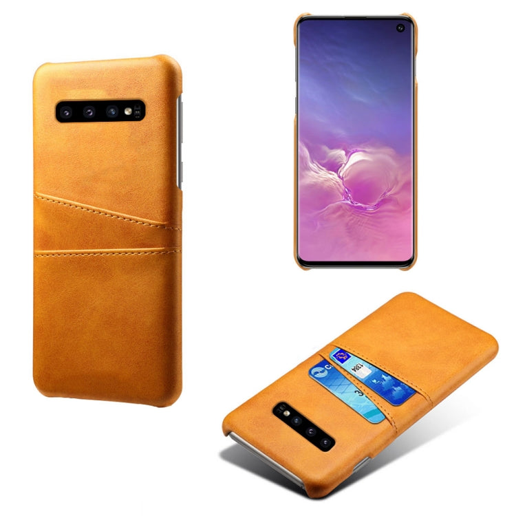 For Samsung Galaxy S10 Calf Texture PC + PU Leather Back Cover Shockproof Case with Dual Card Slots