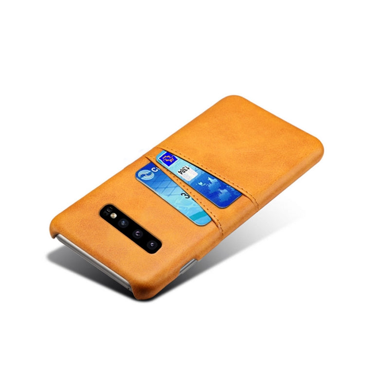 For Samsung Galaxy S10 Calf Texture PC + PU Leather Back Cover Shockproof Case with Dual Card Slots
