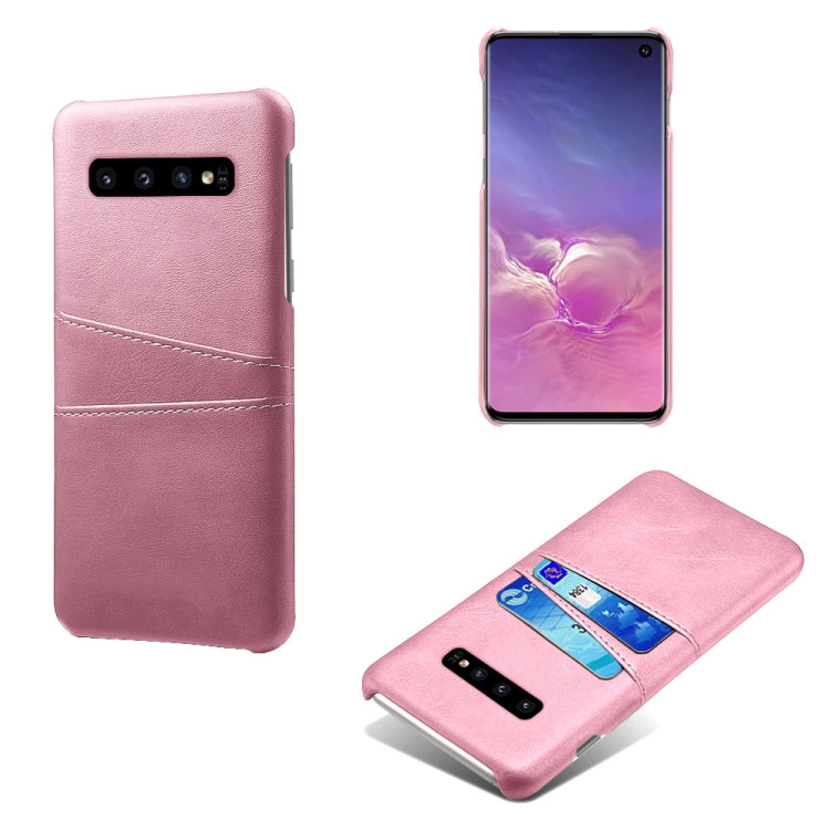 For Samsung Galaxy S10 Calf Texture PC + PU Leather Back Cover Shockproof Case with Dual Card Slots