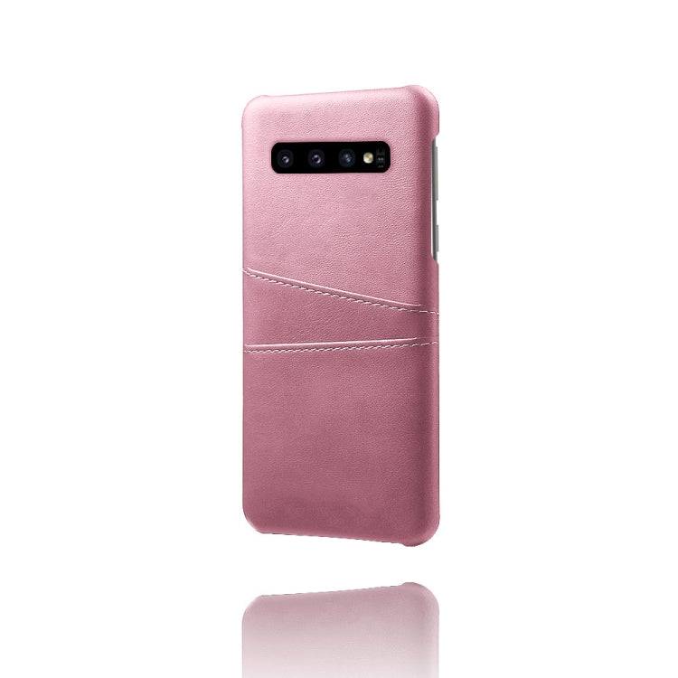 For Samsung Galaxy S10 Calf Texture PC + PU Leather Back Cover Shockproof Case with Dual Card Slots
