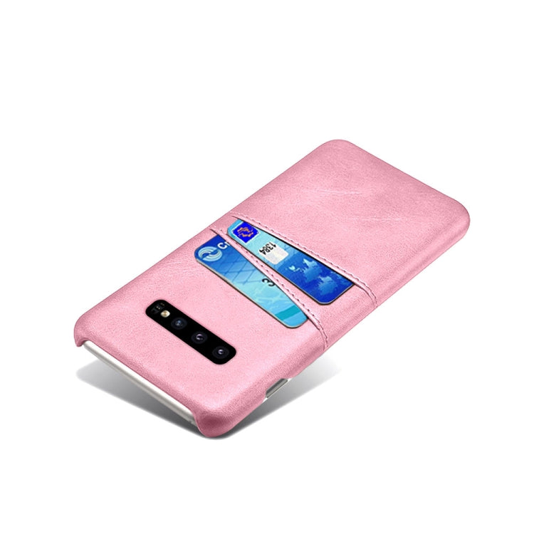 For Samsung Galaxy S10 Calf Texture PC + PU Leather Back Cover Shockproof Case with Dual Card Slots