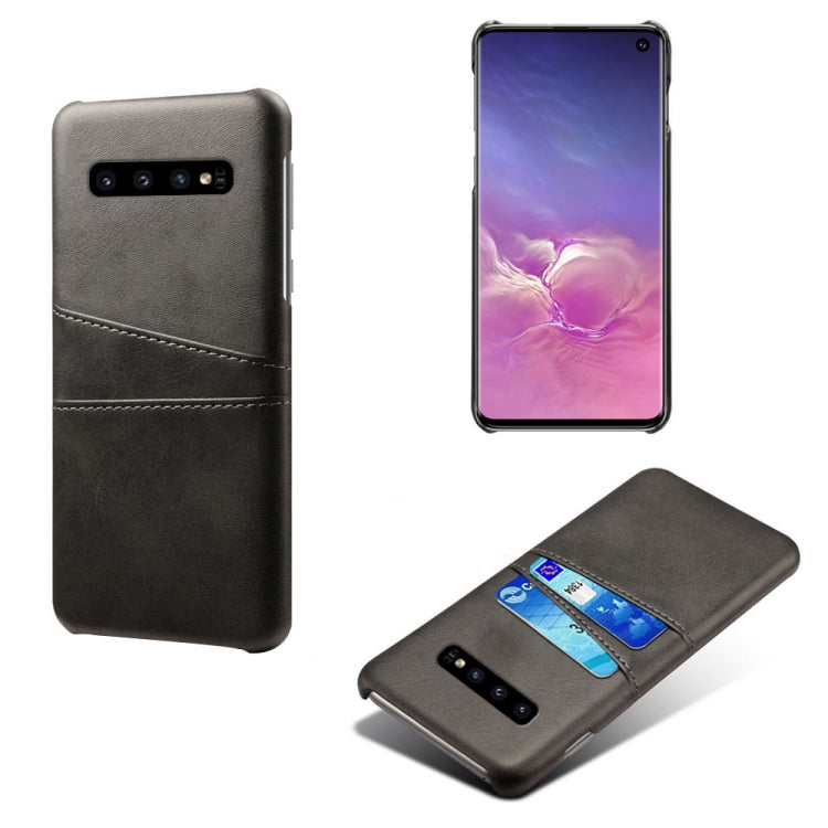 For Samsung Galaxy S10 Calf Texture PC + PU Leather Back Cover Shockproof Case with Dual Card Slots