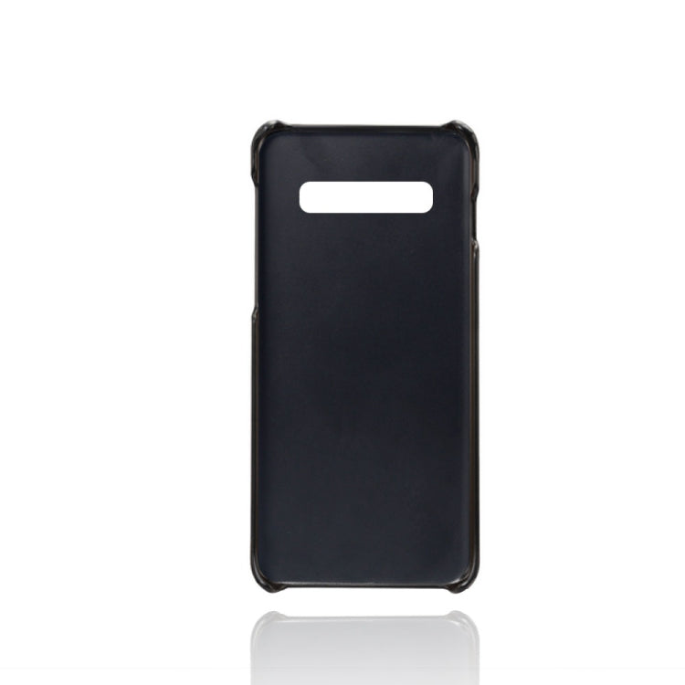 For Samsung Galaxy S10 Calf Texture PC + PU Leather Back Cover Shockproof Case with Dual Card Slots