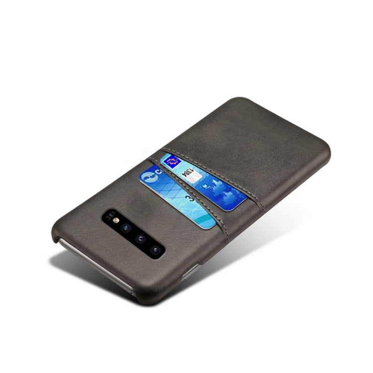 For Samsung Galaxy S10 Calf Texture PC + PU Leather Back Cover Shockproof Case with Dual Card Slots