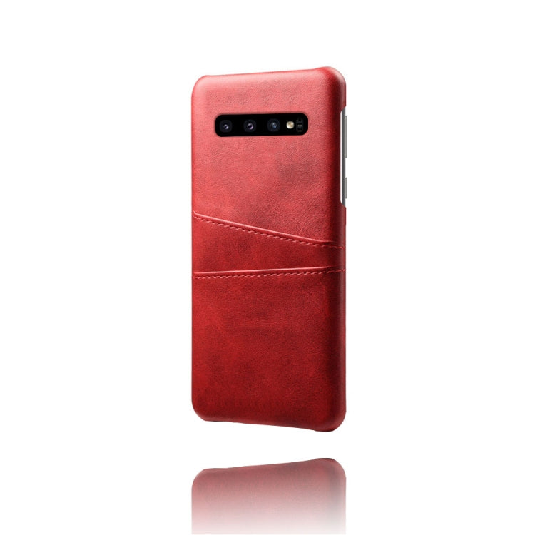 For Samsung Galaxy S10 Calf Texture PC + PU Leather Back Cover Shockproof Case with Dual Card Slots