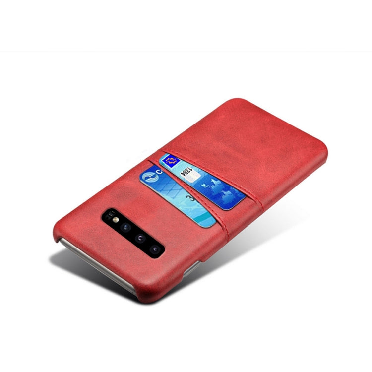For Samsung Galaxy S10 Calf Texture PC + PU Leather Back Cover Shockproof Case with Dual Card Slots