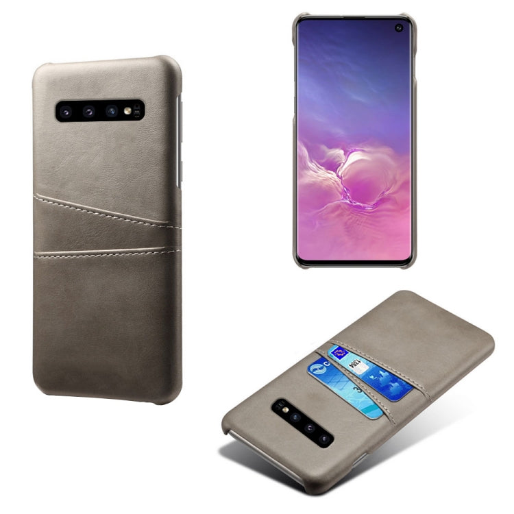 For Samsung Galaxy S10 Calf Texture PC + PU Leather Back Cover Shockproof Case with Dual Card Slots
