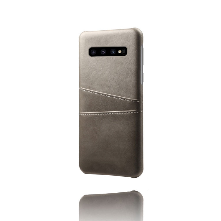 For Samsung Galaxy S10 Calf Texture PC + PU Leather Back Cover Shockproof Case with Dual Card Slots
