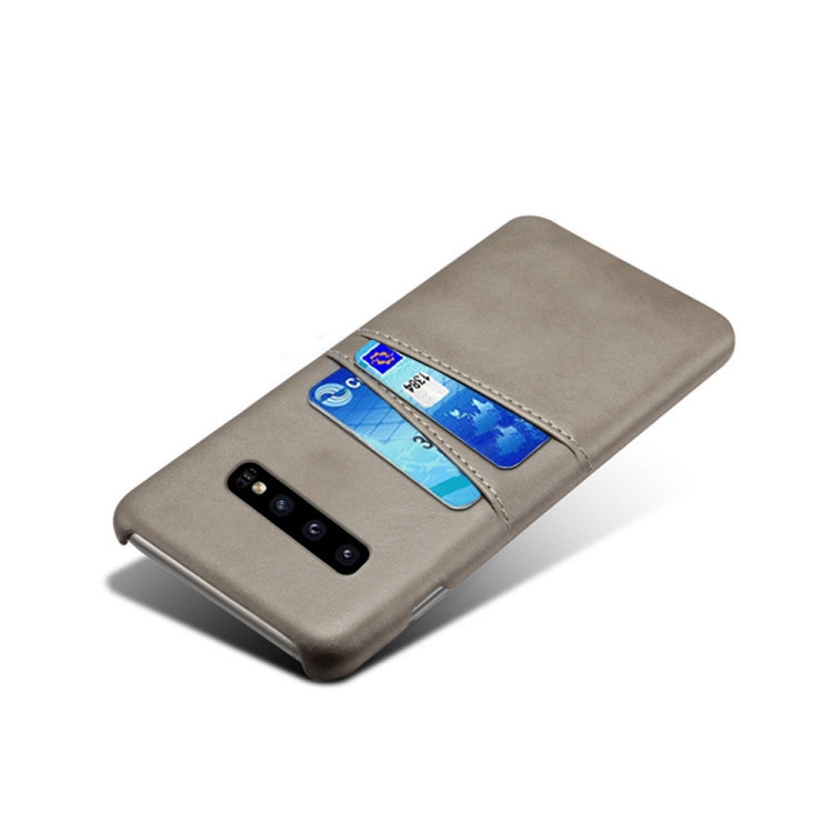 For Samsung Galaxy S10 Calf Texture PC + PU Leather Back Cover Shockproof Case with Dual Card Slots