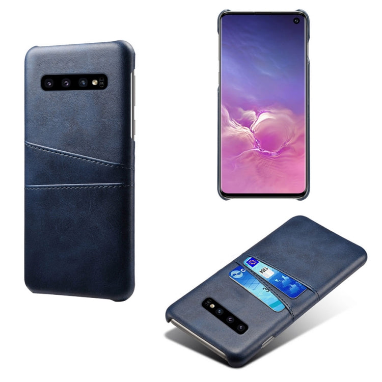 For Samsung Galaxy S10 Calf Texture PC + PU Leather Back Cover Shockproof Case with Dual Card Slots