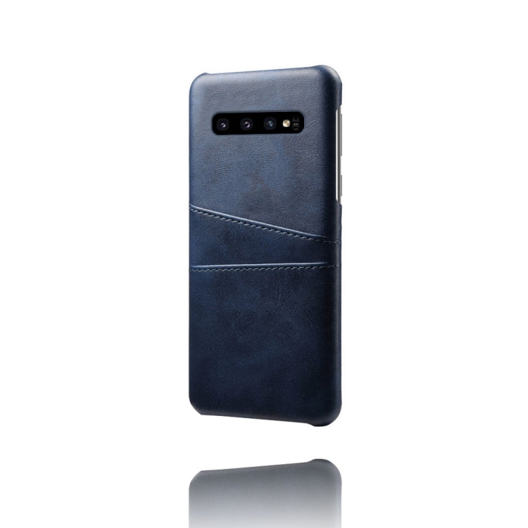 For Samsung Galaxy S10 Calf Texture PC + PU Leather Back Cover Shockproof Case with Dual Card Slots