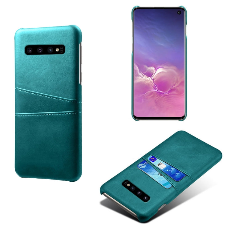 For Samsung Galaxy S10 Calf Texture PC + PU Leather Back Cover Shockproof Case with Dual Card Slots