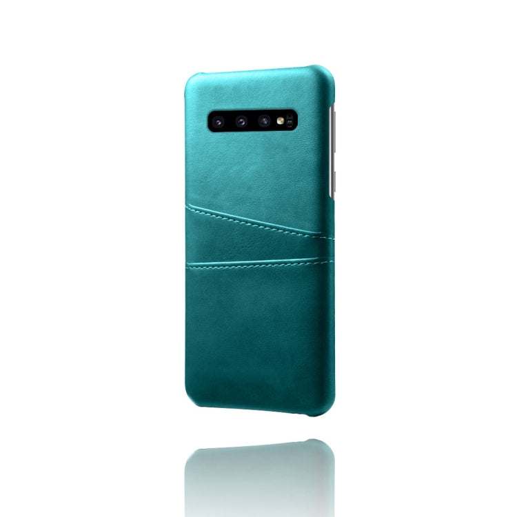 For Samsung Galaxy S10 Calf Texture PC + PU Leather Back Cover Shockproof Case with Dual Card Slots