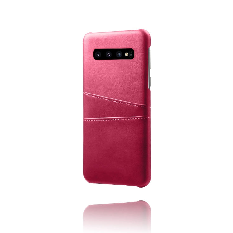 For Samsung Galaxy S10 Calf Texture PC + PU Leather Back Cover Shockproof Case with Dual Card Slots