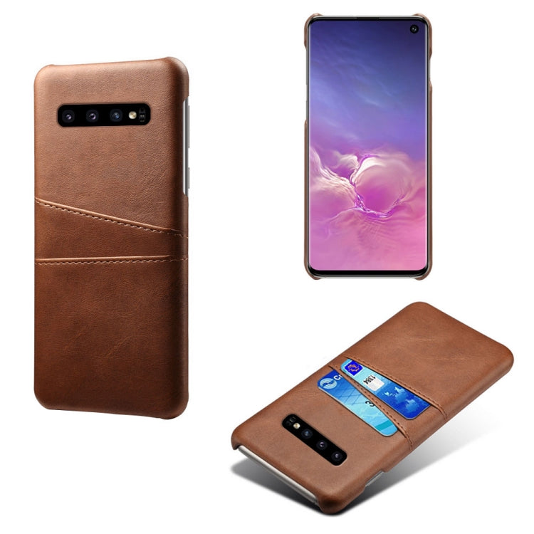 For Samsung Galaxy S10 Calf Texture PC + PU Leather Back Cover Shockproof Case with Dual Card Slots