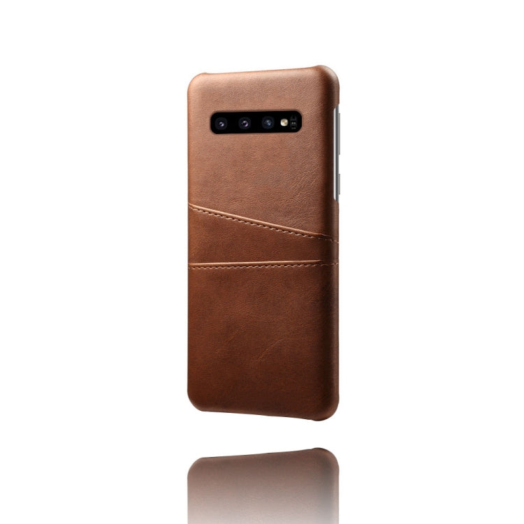 For Samsung Galaxy S10 Calf Texture PC + PU Leather Back Cover Shockproof Case with Dual Card Slots