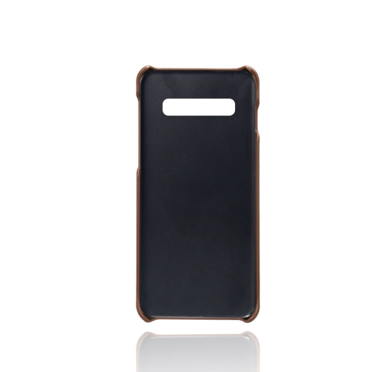For Samsung Galaxy S10 Calf Texture PC + PU Leather Back Cover Shockproof Case with Dual Card Slots
