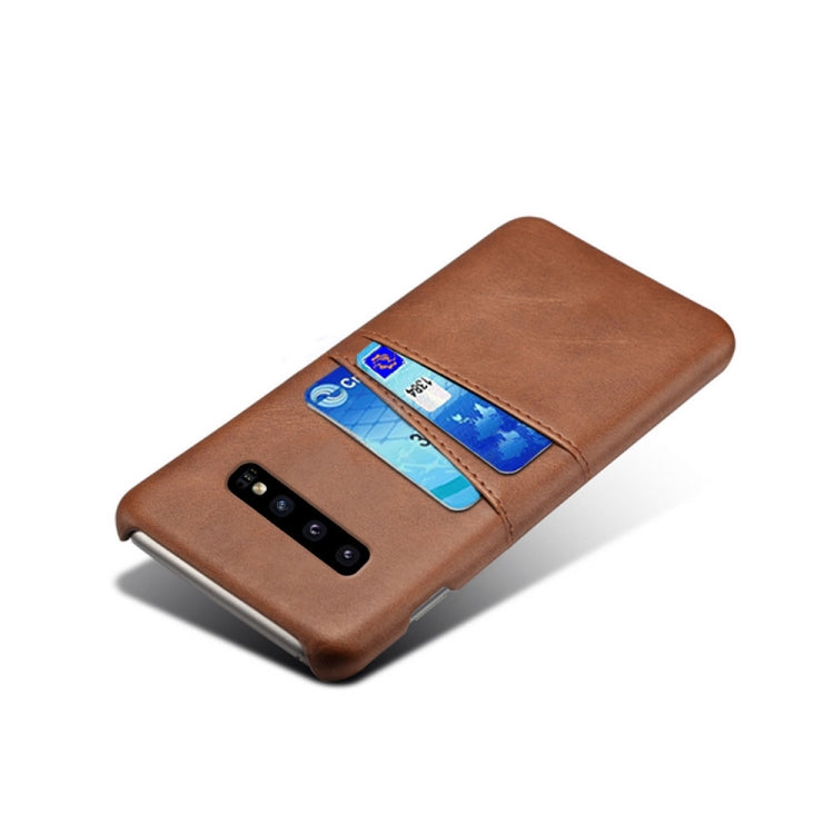 For Samsung Galaxy S10 Calf Texture PC + PU Leather Back Cover Shockproof Case with Dual Card Slots