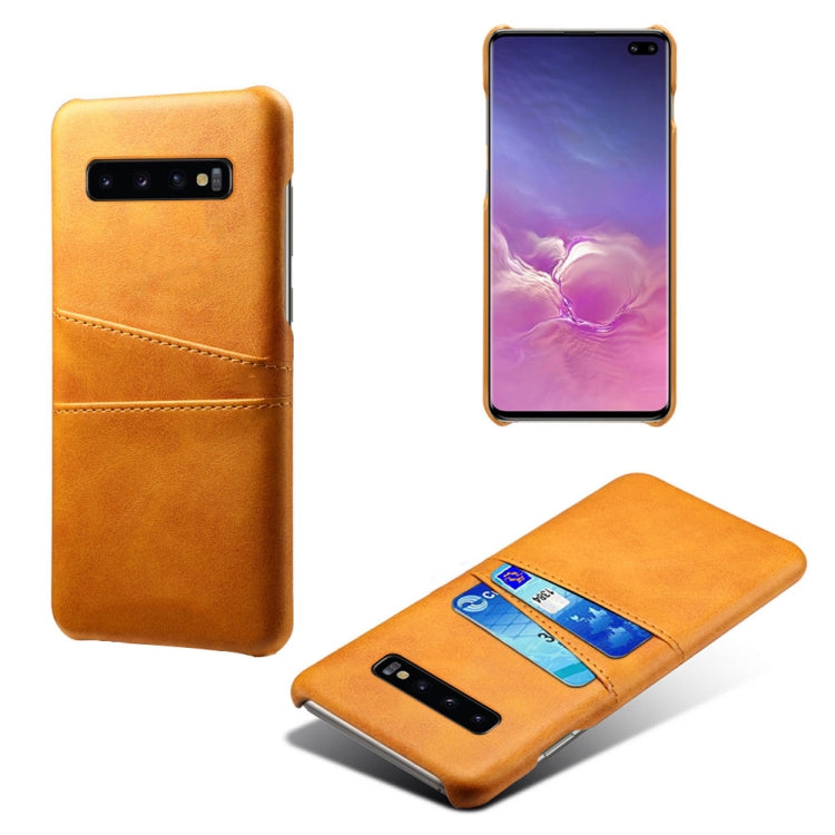 For Samsung Galaxy S10+ Calf Texture PC + PU Leather Back Cover Shockproof Case with Dual Card Slots