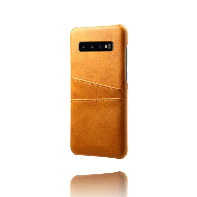For Samsung Galaxy S10+ Calf Texture PC + PU Leather Back Cover Shockproof Case with Dual Card Slots